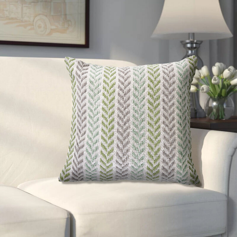 Textured Chevron Cotton Zippered Pillow &ndash; Decorative Accent Cushion for Living Room or Bedroom