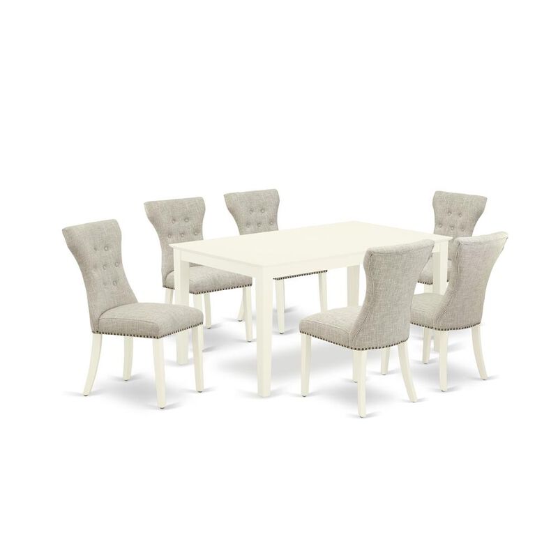 East West Furniture Dining Room Set Linen White
