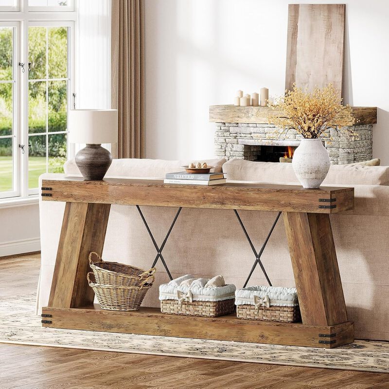 Tribesigns Farmhouse Wood Console Table image number 1