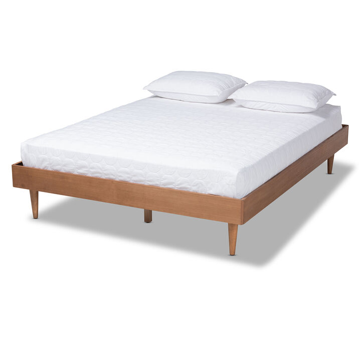 Baxton Studio Rina Mid Century Modern Ash Wanut Finished Queen Size Wood Bed Frame