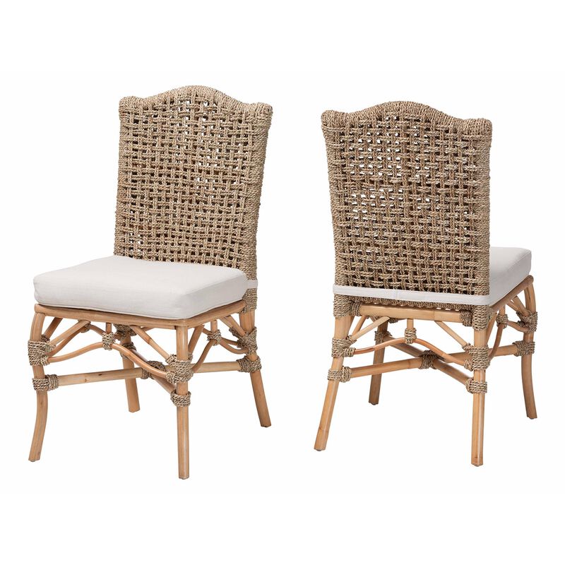bali & pari Nitya Natural Rattan and Seagrass Camelback 2-Piece Dining Chair Set image number 0