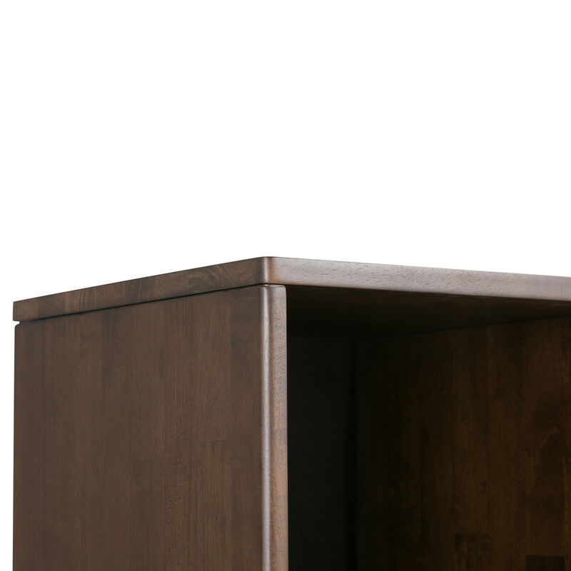 Harper SOLID HARDWOOD 58 inch x 42 inch Mid Century Modern Cube Storage Bookcase with Drawers in Walnut Brown