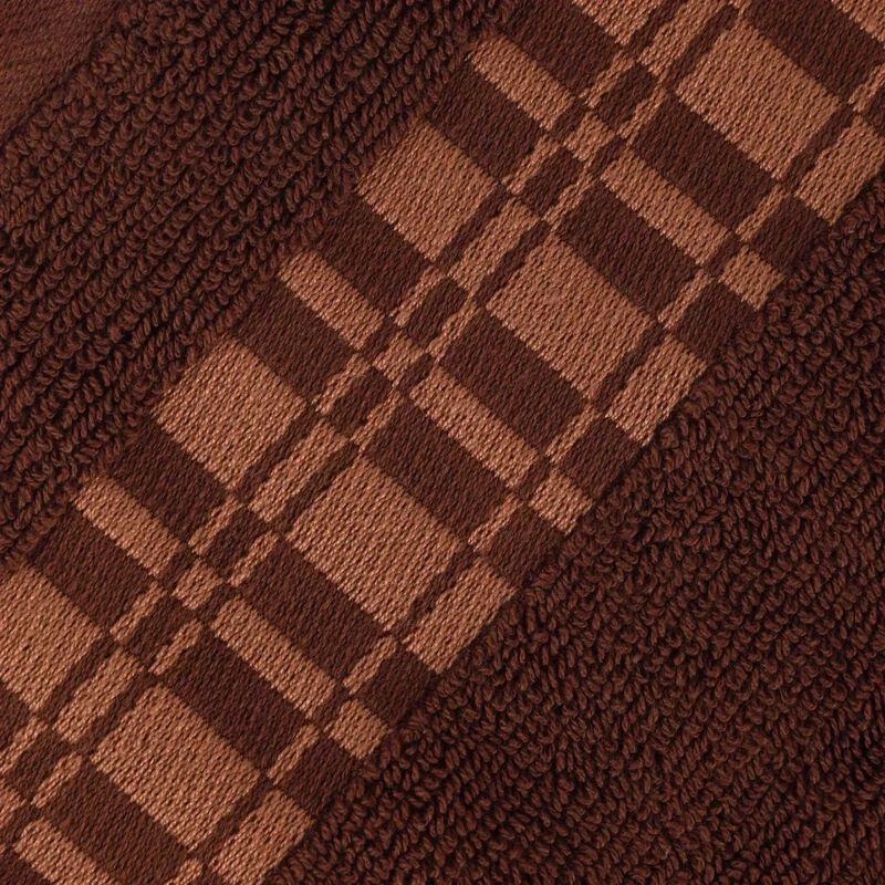 4-Piece Cotton Bath Towel Set with Geometric Border Design image number 3