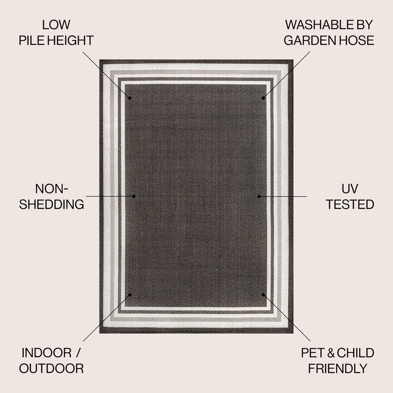 James Modern Border Stripe Indoor/Outdoor Area Rug