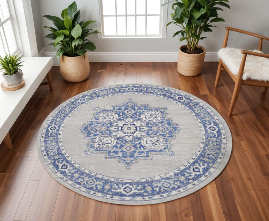 HomeRoots Floral Round Rug