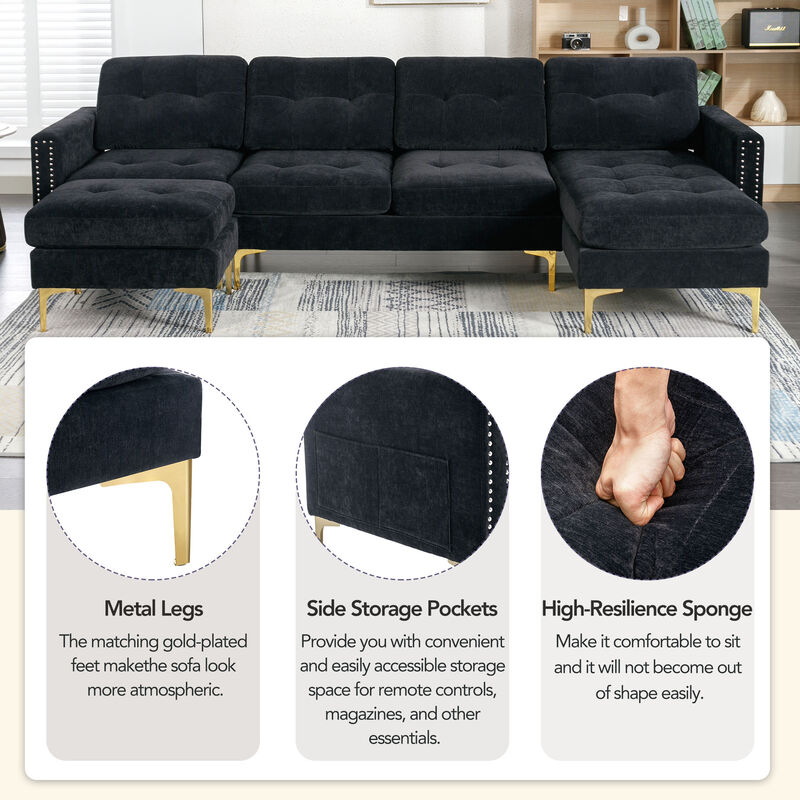 Merax Modular Convertible Sectional Sofa Velvet Couch