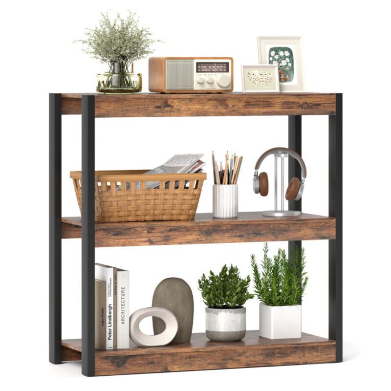 Hivvago 3 Tier Bookshelf Wooden Bookcase with Dual Anti-Tipping Kits