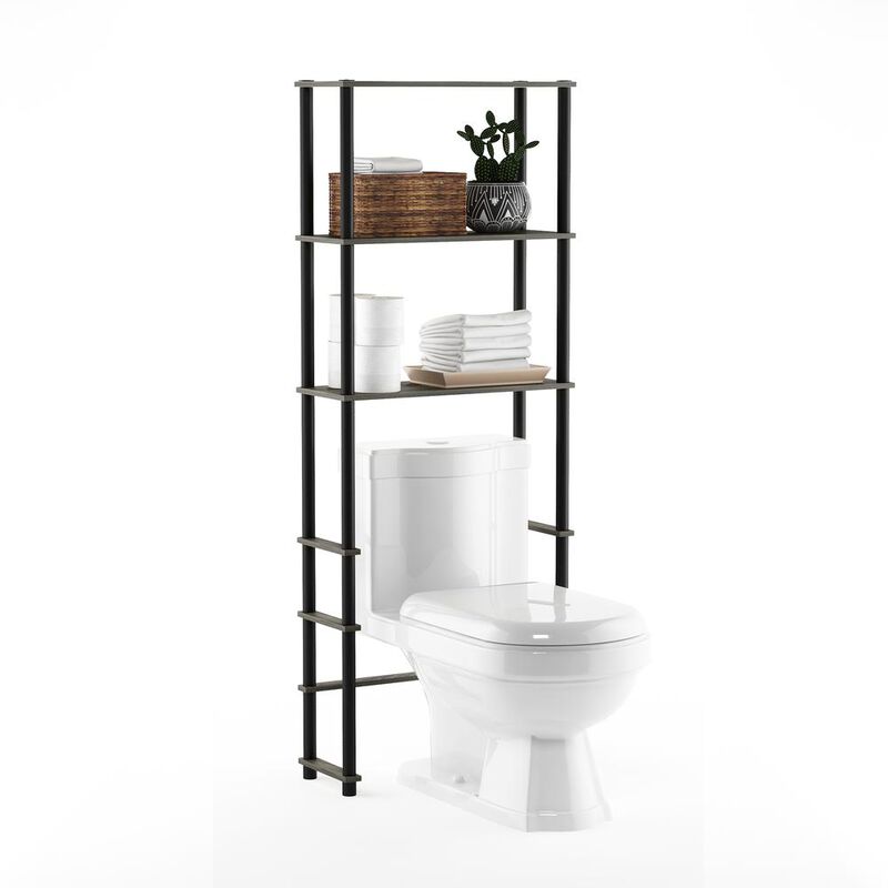 Turn-N-Tube Toilet Space Saver with 3 Shelves, French Oak Grey/Black, 99763GYW/BK