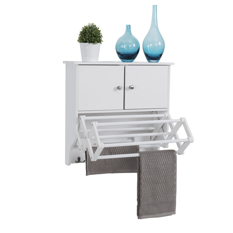 Accordion Expandable / Collapsible Wall Mount Drying Rack with Cabinet