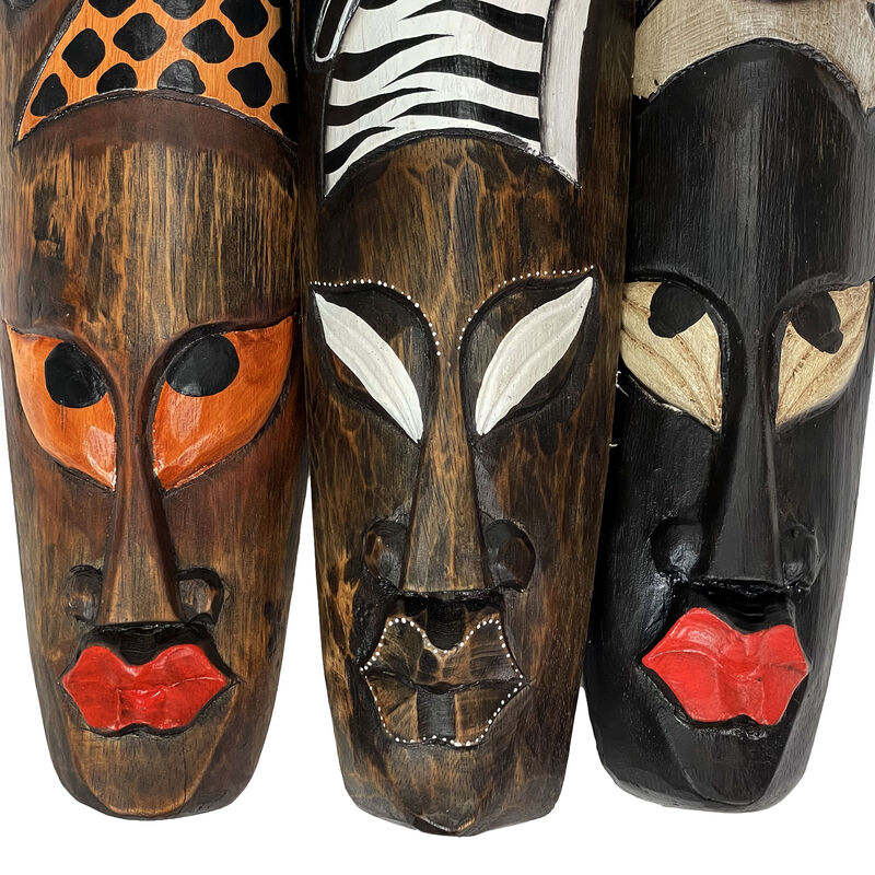 Set Of 3 African Wildlife Wooden Wall Masks image number 5