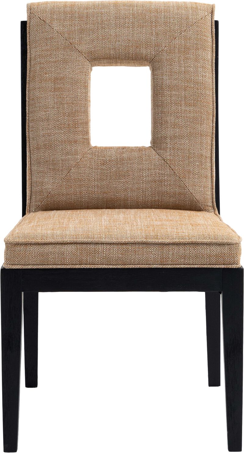 Meridian Furniture Gwendolyn Cognac Linen Textured Fabric Dining Side Chair, Set of 2