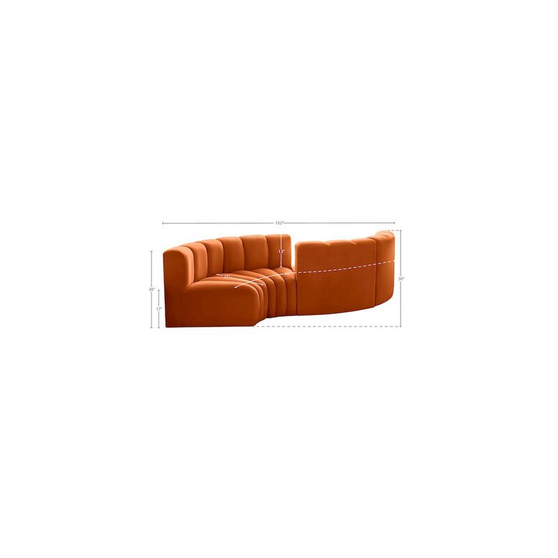 Meridian Furniture Arc Cognac Velvet Modular Sofa