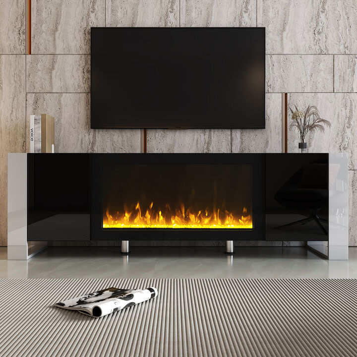 Merax Modern TV Stand with Non-heating Electric Fireplace