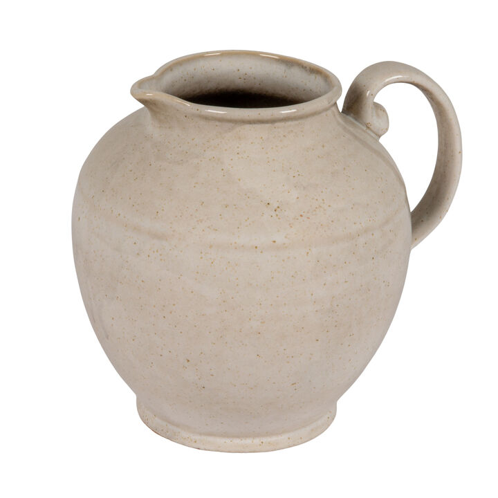 Stoneware Pitcher with Reactive Glaze, Cream
