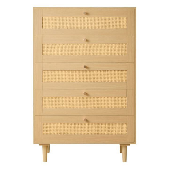 Nadwox 5-Drawer Rattan Dresser