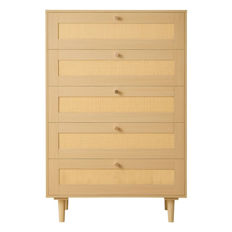 Nadwox 5-Drawer Rattan Dresser image number 0