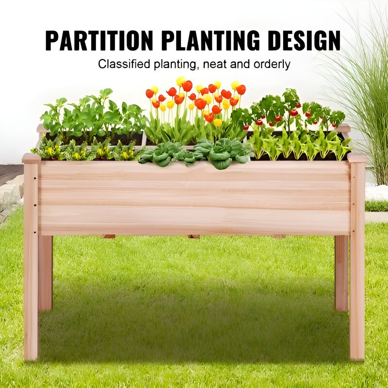 Wooden Raised Garden Bed for Growing Vegetables, Herbs, and Flowers Outdoors-Burlywood image number 6