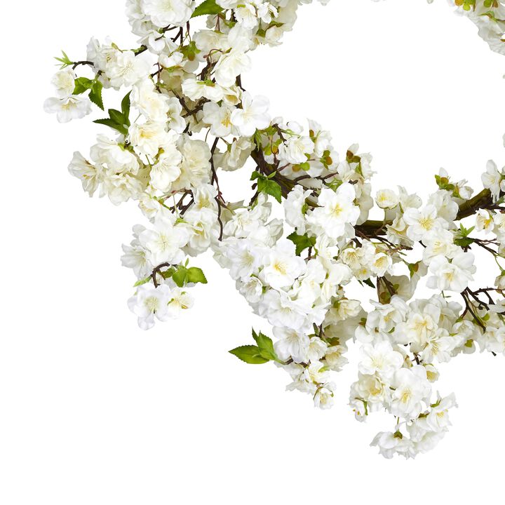 Nearly Natural 24-in Cherry Blossom Wreath