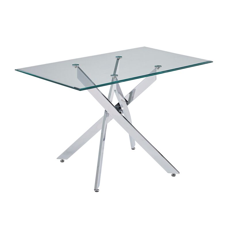 47.24 Inches Modern Rectangular Glass Table with Silver Frame image number 0