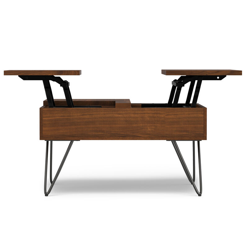 Hunter  32 inch Wide Square Industrial Lift Top Coffee Table in Walnut