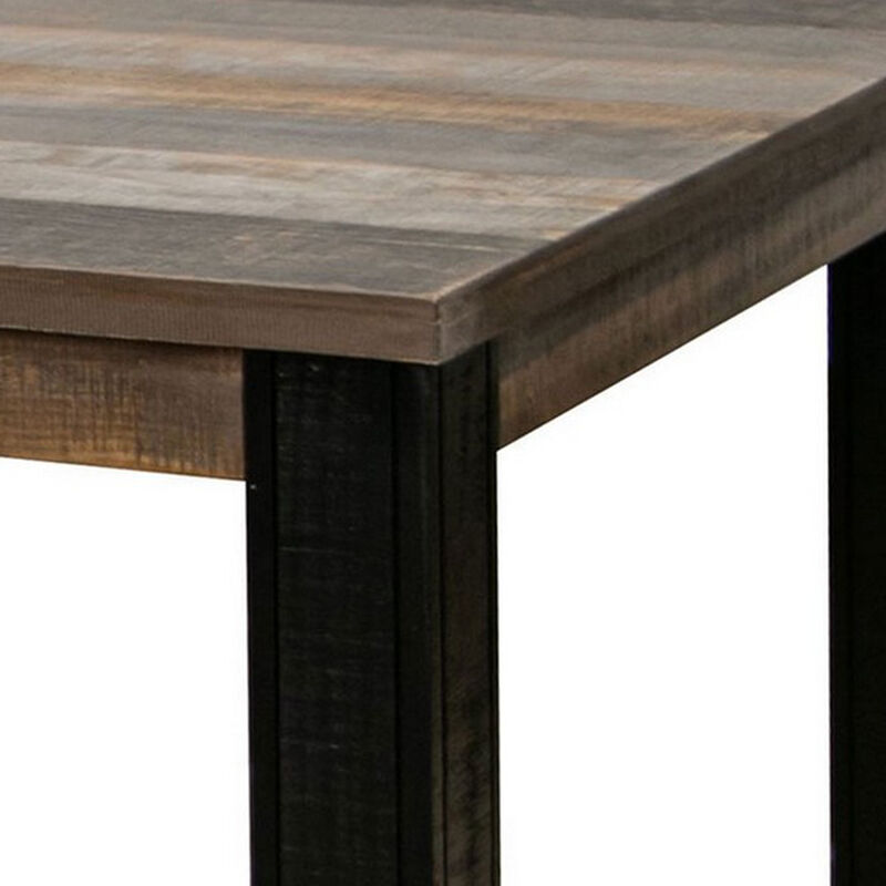 Pola 65 Inch Dining Table, Rectangular Top, Transitional Gray Brown Wood image number 3