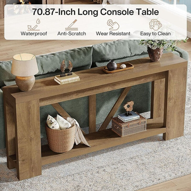 Tribesigns Farmhouse 2-Tier Console Table image number 3