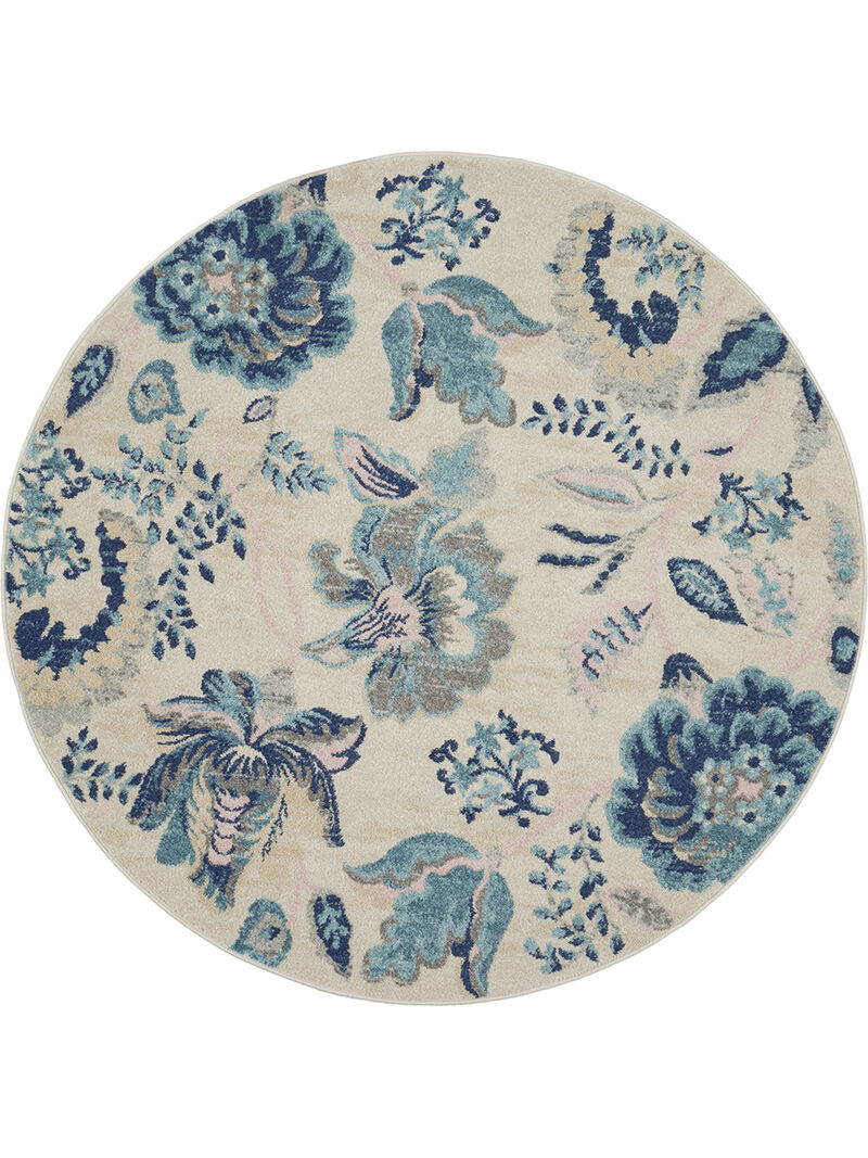 Tranquil TRA02 Ivory/Light Blue 5'3" x Round Rug image number 0