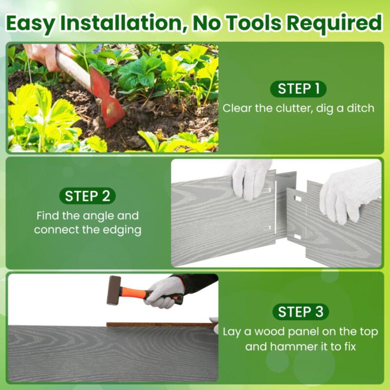 Hivvago 6-Pack 20 FT Galvanized Metal Landscape Edging for Lawn Yard