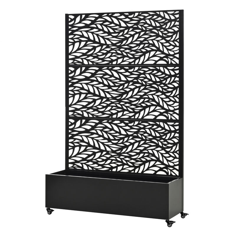 WOW PIONEER Galvanized Metal Raised Garden Bed with Locking Wheels, Trellis and Privacy Screen, Outdoor Planter Box for Climbing Plants Vegetables Vines with Drainage Holes image number 0