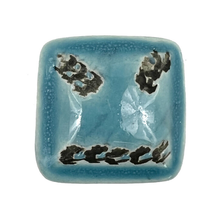 HomeRoots Set of Six Teal Square Knob Ceramic Drawer Pull Knobs