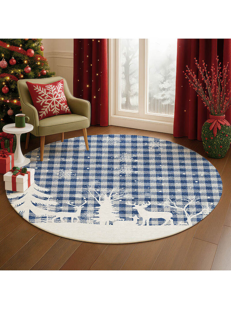 Merry & Bright MY26 Blue 8' Round Rug