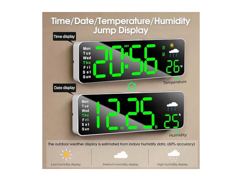 Digital LED Display Remote Control Date Wall Clock 11 Inch Blue Office Decor image number 2