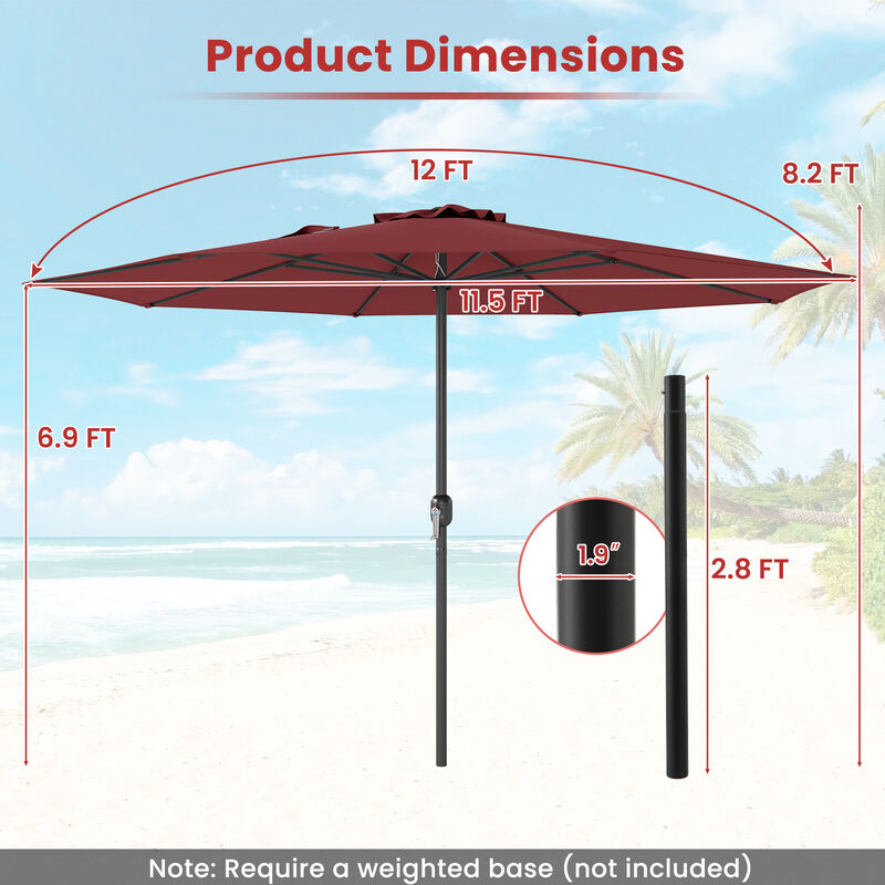 Patio Umbrella with Easy Crank Handle and 8 Sturdy Ribs for Durable Outdoor Shade