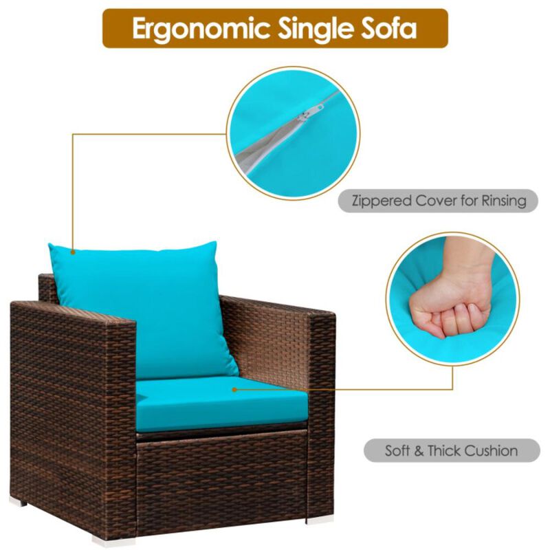 Hivvago 3 Pieces Patio Conversation Rattan Furniture Set with Cushion