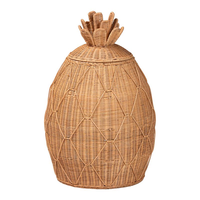 bali & pari Pelham Natural Rattan Laundry Hamper - Handwoven Wicker Storage Basket for Laundry Room, Bathroom, or Bedroom Organization image number 0