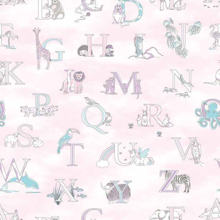 Just 4 Kids 2 Alphabet Pink Wallpaper G56538