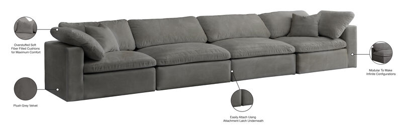 Meridian Furniture Cozy Grey Velvet Comfort Modular Sofa image number 8