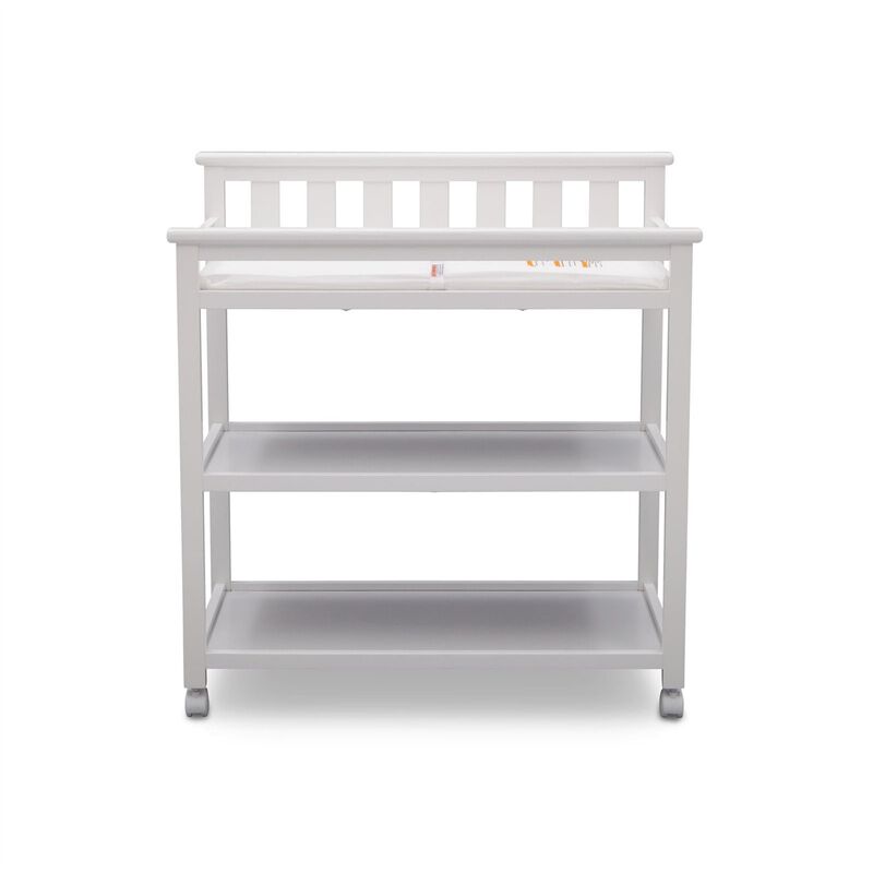 Hivvago Modern White Baby's First 2 Shelf Changing Table with Wheels