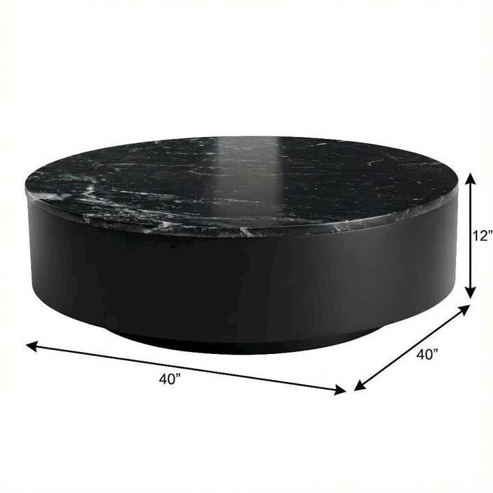 Starlight Canyon Home Top Black Marble Coffee Table with MDF Base, Stone Frame, Weight Capacity 30 lbs