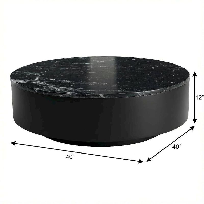 Starlight Canyon Home Top Black Marble Coffee Table with MDF Base, Stone Frame, Weight Capacity 30 lbs image number 1