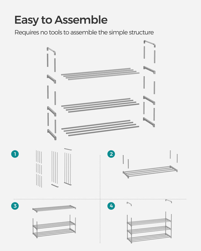 2-Tier Metal Shoe Rack - Storage Shelf Organizer for Entryway
