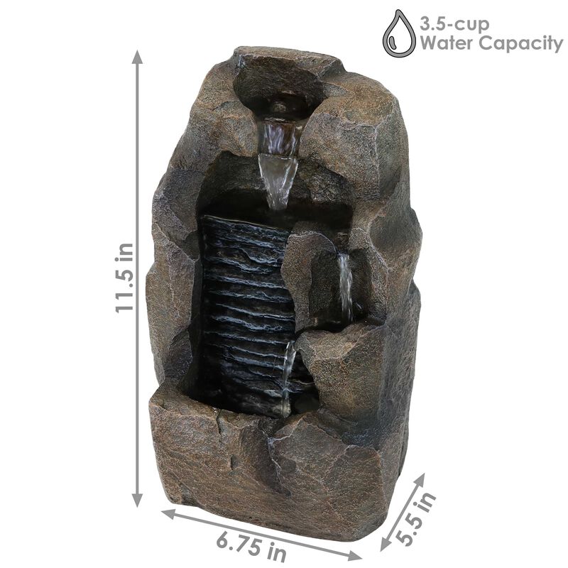 Sunnydaze Stony Rock Waterfall Resin Indoor Tabletop Water Fountain - 11 in