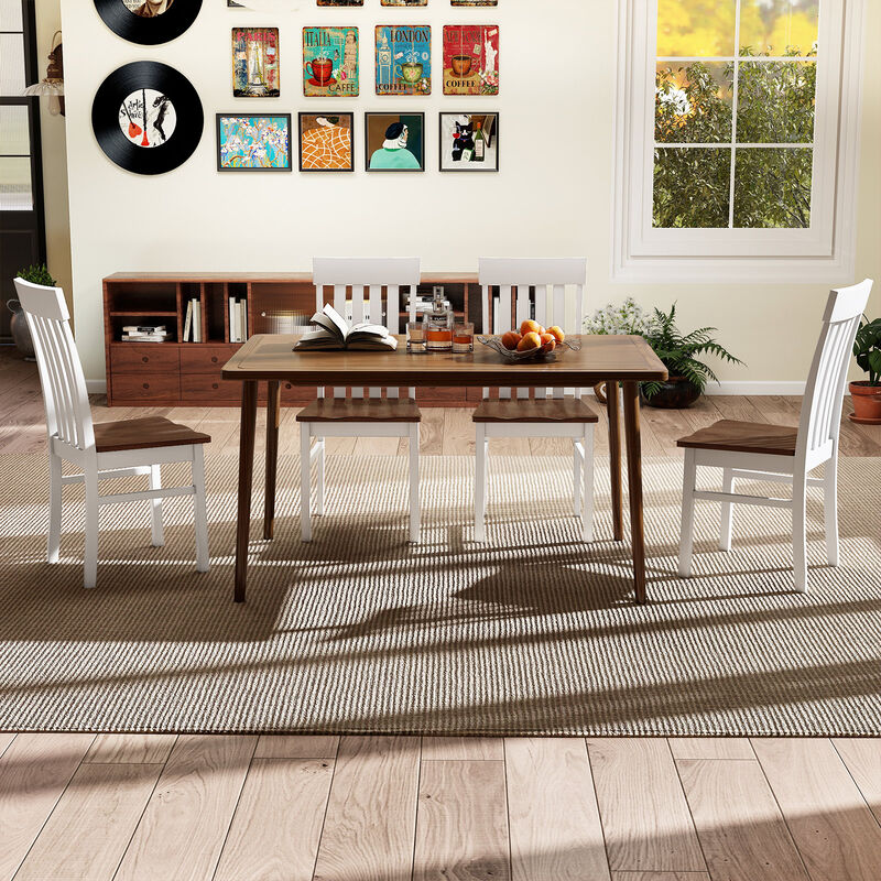 Kitchen Dining Chairs Set of 2, Armless Chairs with Slatted High Backrests image number 5