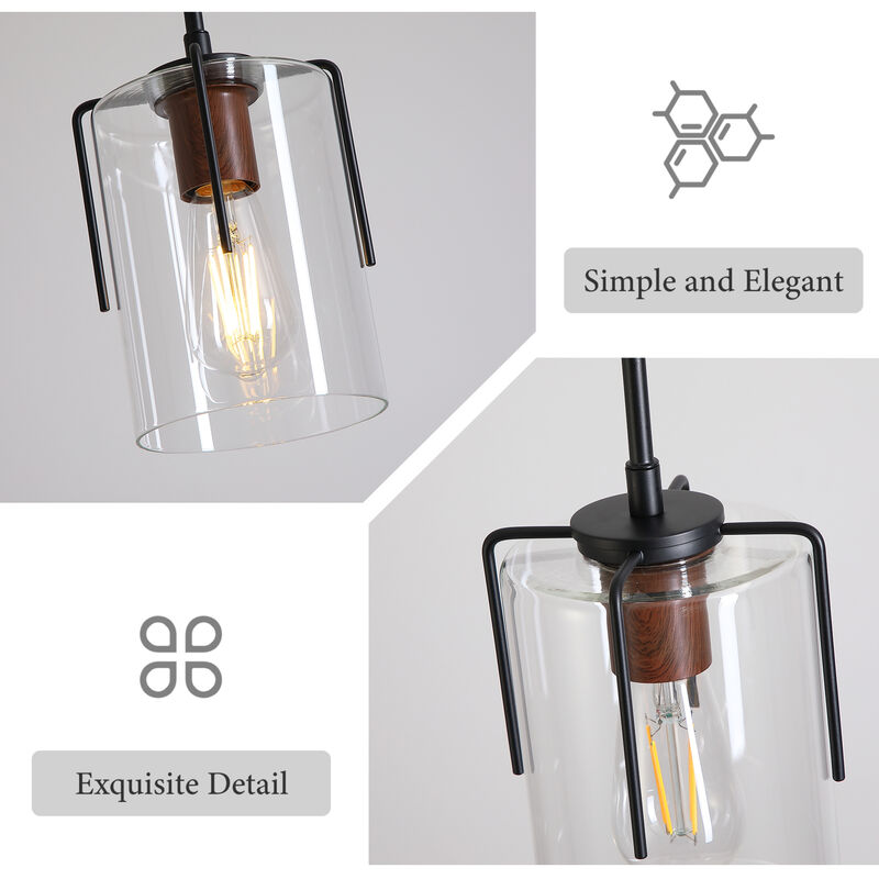 ELEMENT ACE Industrial Pendant Light with Clear Glass Shade Glare-Free Ceiling Light Fixture for Kitchen Island Dining Room Entryway Home Decor image number 9