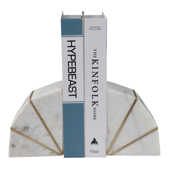 S/2 Marble Accent Bookends