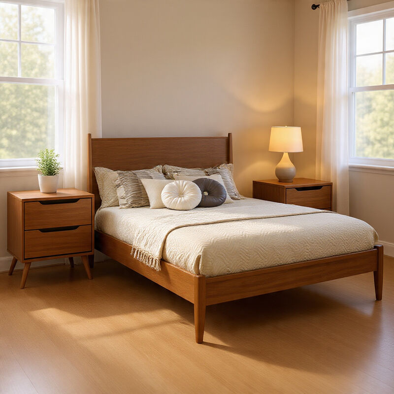 Bedroom Set in Wood &ndash; 3 Piece Set with 2 Nightstands image number 8