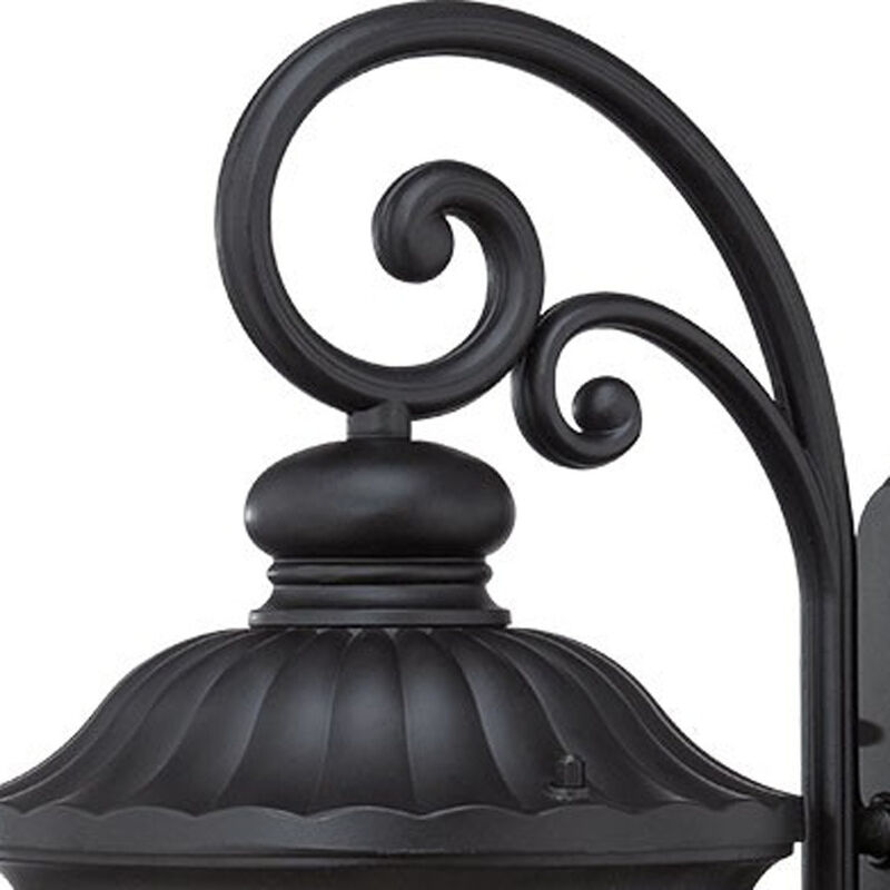 Hivvago XL Matte Black Cast Aluminum Glass Lantern Wall Sconce