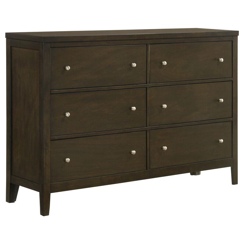 Wily 4pc Full Size Bedroom Set, Dresser Mirror, Dark Brown Upholstery - Benzara image number 3