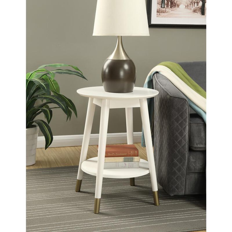 Convience Concept, Inc. Wilson Mid Century Round End Table with Bottom Shelf