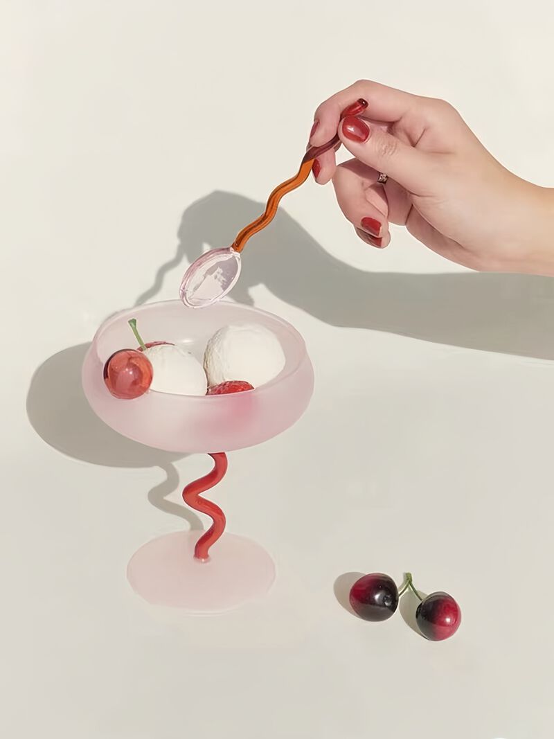 Jelly Bean Cocktail Coupe, Handblown Whimsical Wine Glasses image number 3